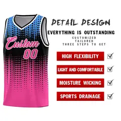 Pink Gradient Dots Pattern Basketball Jersey 2
