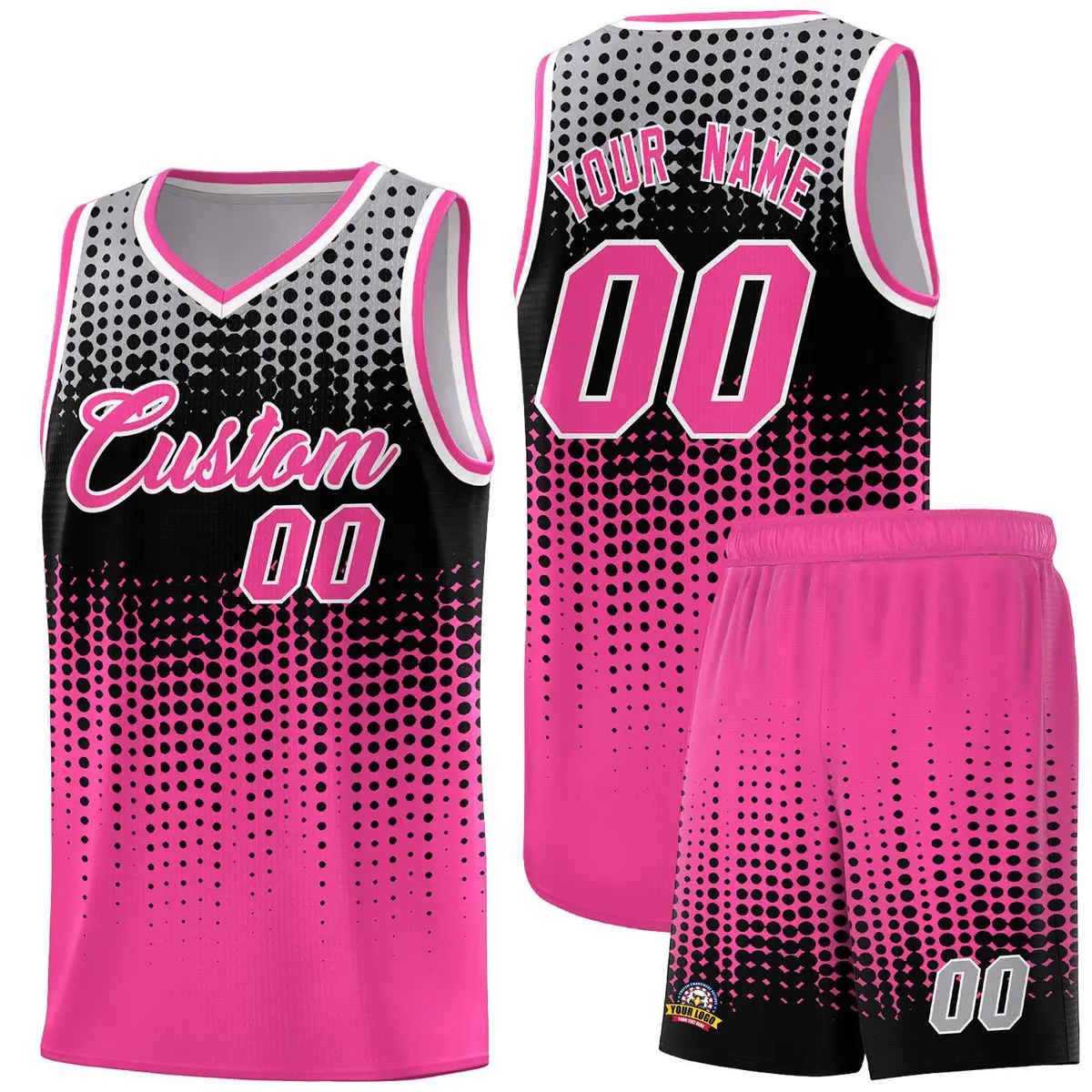 Pink Gradient Dots Pattern Basketball Jersey