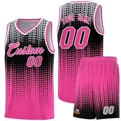 Pink Gradient Dots Pattern Basketball Jersey 1