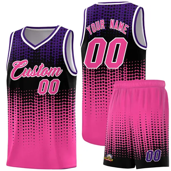 Pink Gradient Dots Pattern Basketball Jersey
