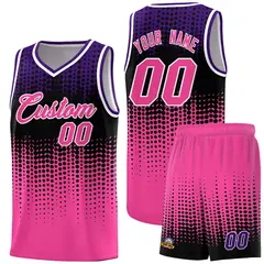 Pink Gradient Dots Pattern Basketball Jersey 1