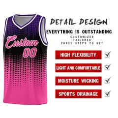 Pink Gradient Dots Pattern Basketball Jersey 2