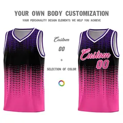 Pink Gradient Dots Pattern Basketball Jersey 3