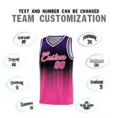 Pink Gradient Dots Pattern Basketball Jersey 4