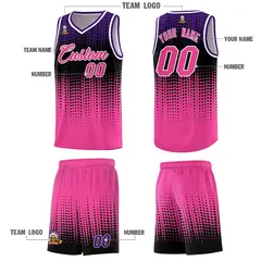 Pink Gradient Dots Pattern Basketball Jersey 5