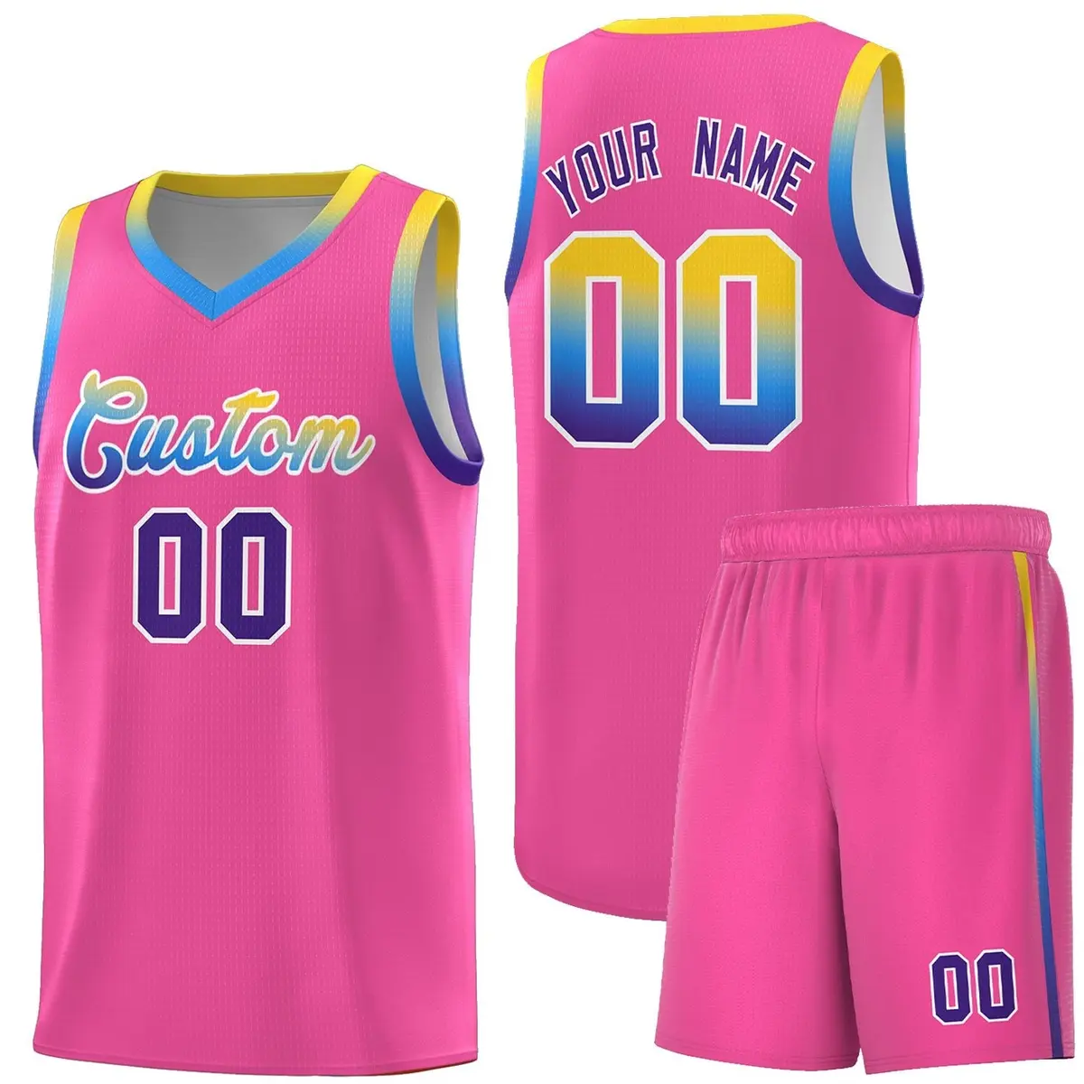 Pink Gradient Font Sports Uniform Basketball Jersey