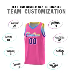 Pink Gradient Font Sports Uniform Basketball Jersey 3