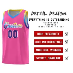 Pink Gradient Font Sports Uniform Basketball Jersey 4