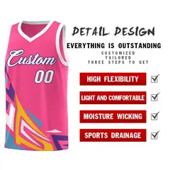 Pink Gradient Graffiti Pattern Sports Basketball Jersey 2