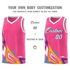 Pink Gradient Graffiti Pattern Sports Basketball Jersey 3