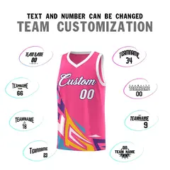 Pink Gradient Graffiti Pattern Sports Basketball Jersey 4