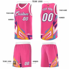 Pink Gradient Graffiti Pattern Sports Basketball Jersey 5