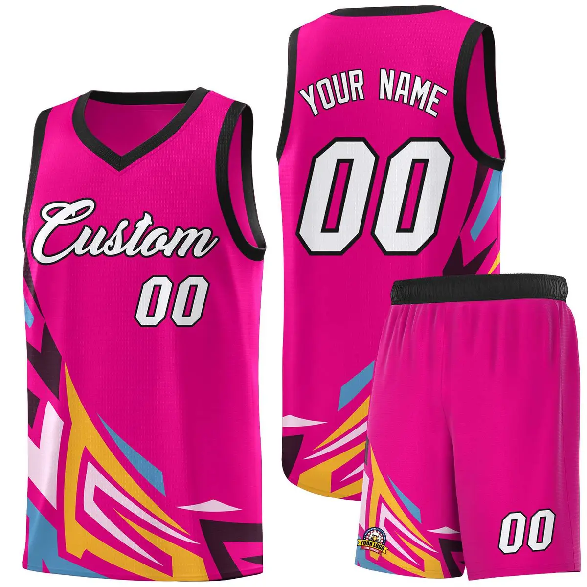 Pink Gradient Graffiti Pattern Sports Basketball Jersey