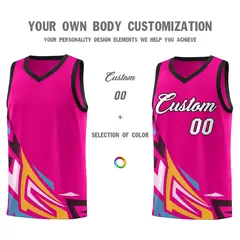 Pink Gradient Graffiti Pattern Sports Basketball Jersey 3