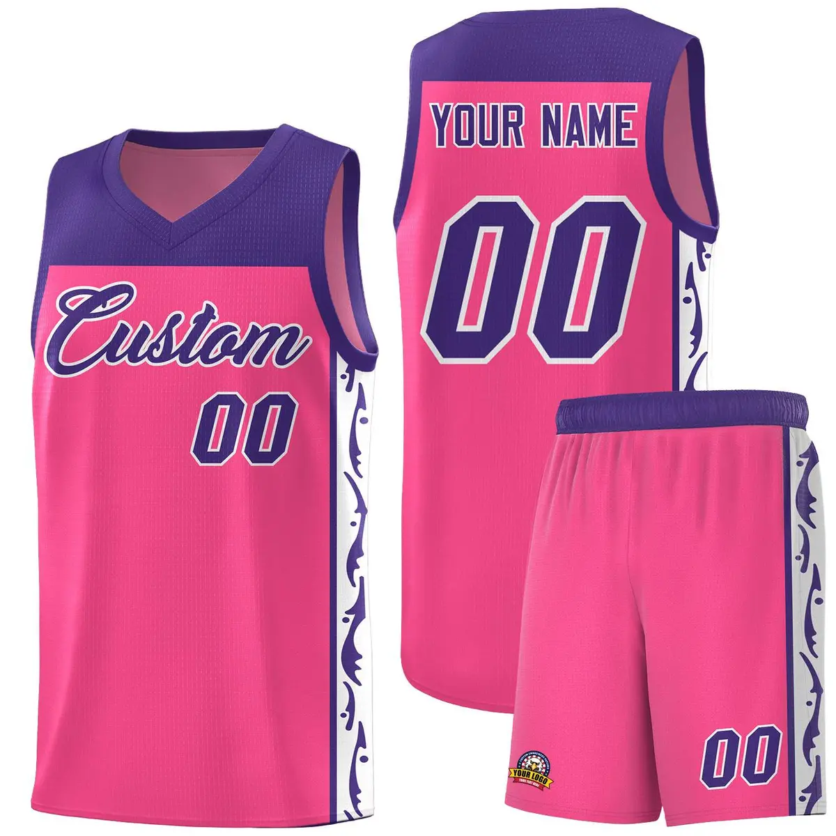 Pink Graffiti Side Pattern Basketball Jersey