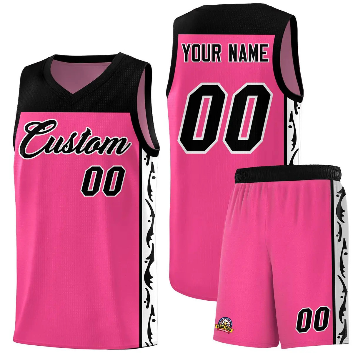Pink Graffiti Side Pattern Basketball Jersey