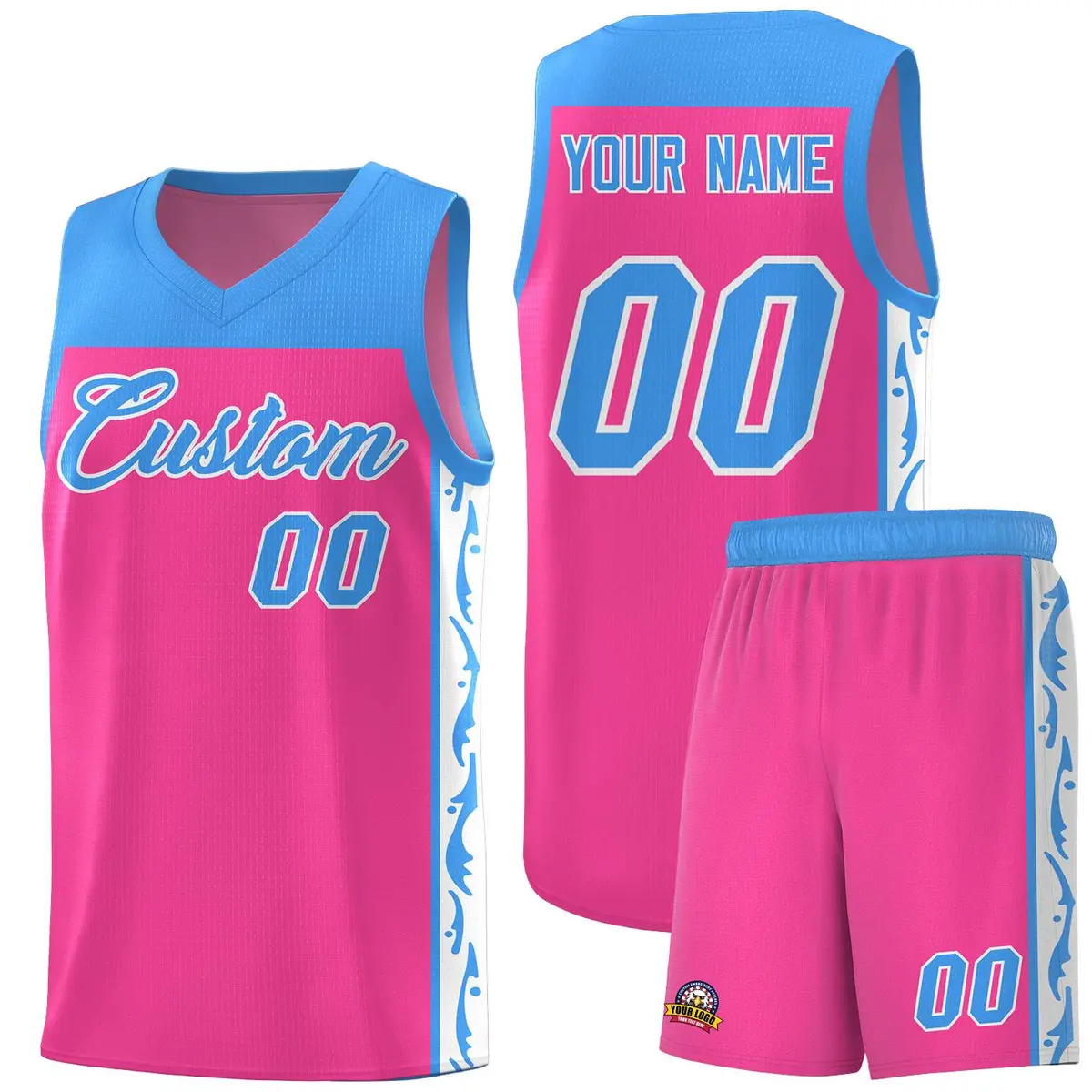 Pink Graffiti Side Pattern Basketball Jersey