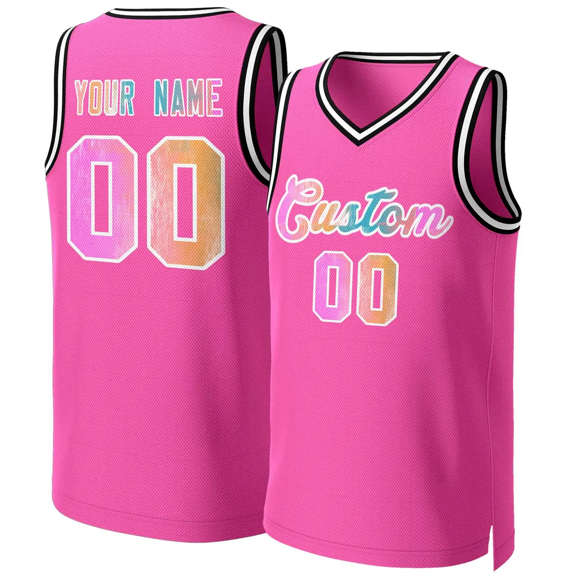 Pink Graffiti White Graffiti Pattern Mesh Basketball Jersey