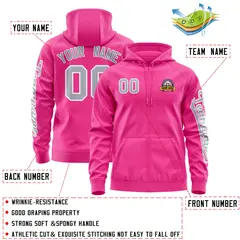 Pink Gray Classic Full-Zip Varsity Letterman Jacket Hoodie 4