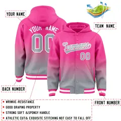 Pink Gray Gradient Letterman Varsity Jacket Hoodie 4