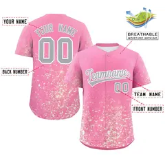 Pink Gray Gradient Sparkle-Effect Fashion Baseball Jersey 2