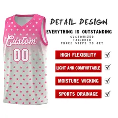 Pink Gray Gradient Star Pattern Basketball Jersey Sets 2