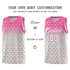 Pink Gray Gradient Star Pattern Basketball Jersey Sets 3