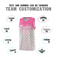 Pink Gray Gradient Star Pattern Basketball Jersey Sets 4