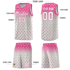 Pink Gray Gradient Star Pattern Basketball Jersey Sets 5