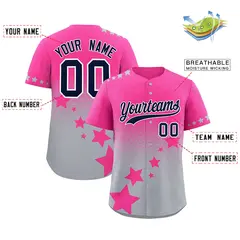 Pink Gray Navy Rising Stars Gradient Fashion Baseball Jersey 2