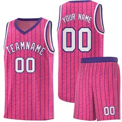 Pink Gray Pinstripe Retro Sets Uniform Basketball Jersey