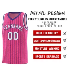 Pink Gray Pinstripe Retro Sets Uniform Basketball Jersey 2