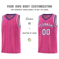 Pink Gray Pinstripe Retro Sets Uniform Basketball Jersey 3