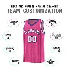 Pink Gray Pinstripe Retro Sets Uniform Basketball Jersey 4