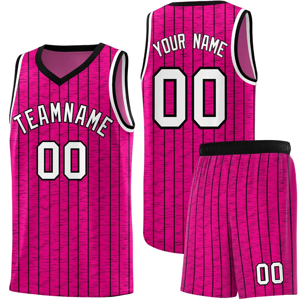Pink Gray Pinstripe Retro Sets Uniform Basketball Jersey
