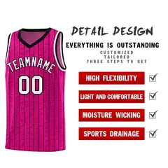 Pink Gray Pinstripe Retro Sets Uniform Basketball Jersey 2