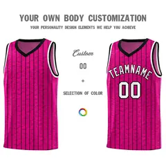 Pink Gray Pinstripe Retro Sets Uniform Basketball Jersey 3