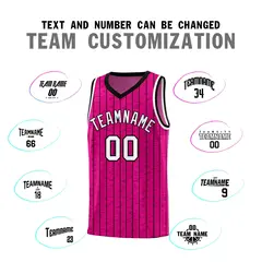 Pink Gray Pinstripe Retro Sets Uniform Basketball Jersey 4