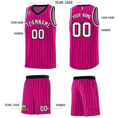 Pink Gray Pinstripe Retro Sets Uniform Basketball Jersey 5