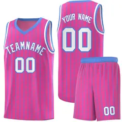 Pink Gray Pinstripe Retro Sets Uniform Basketball Jersey 1