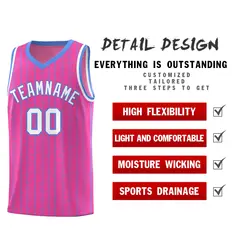 Pink Gray Pinstripe Retro Sets Uniform Basketball Jersey 2
