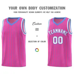 Pink Gray Pinstripe Retro Sets Uniform Basketball Jersey 3