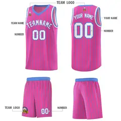 Pink Gray Pinstripe Retro Sets Uniform Basketball Jersey 5