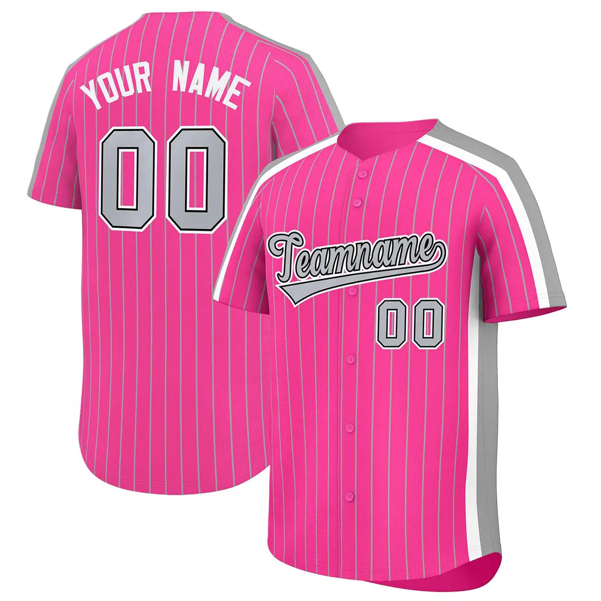 Pink Gray Pinstripe Two-tone Authentic Baseball Jersey