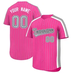 Pink Gray Pinstripe Two-tone Authentic Baseball Jersey 1