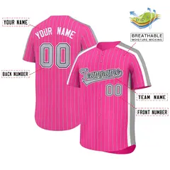Pink Gray Pinstripe Two-tone Authentic Baseball Jersey 2