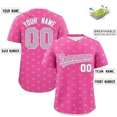 Pink Gray Polka Dot Graffiti Authentic Baseball Jersey 2