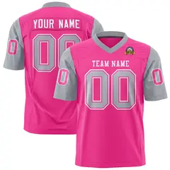 Pink Gray Raglan Sleeves Authentic Football Jersey 1