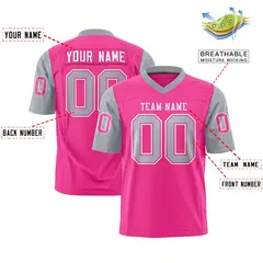Pink Gray Raglan Sleeves Authentic Football Jersey 2