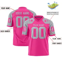 Pink Gray Shoulder Star Pattern Flag Football Jersey 2